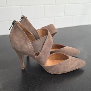 Corso Como Taupe Suede Heels With Straps